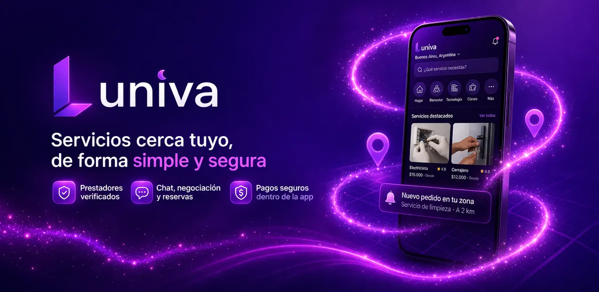 App Luniva en el celular: búsqueda de oficios, categorías y prestadores destacados