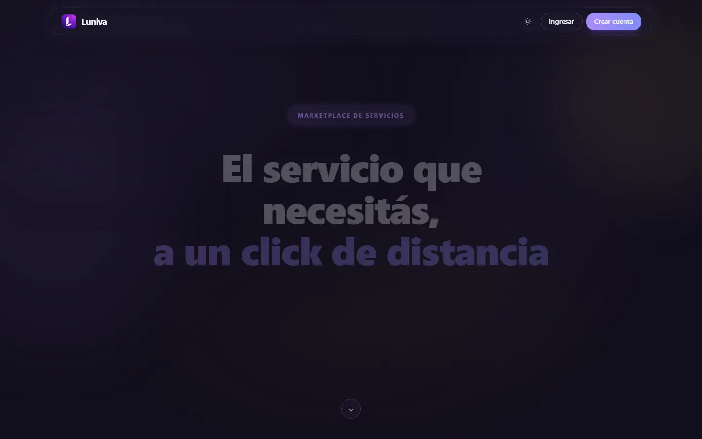 Inicio de Luniva, marketplace de servicios con acceso e inicio de sesión