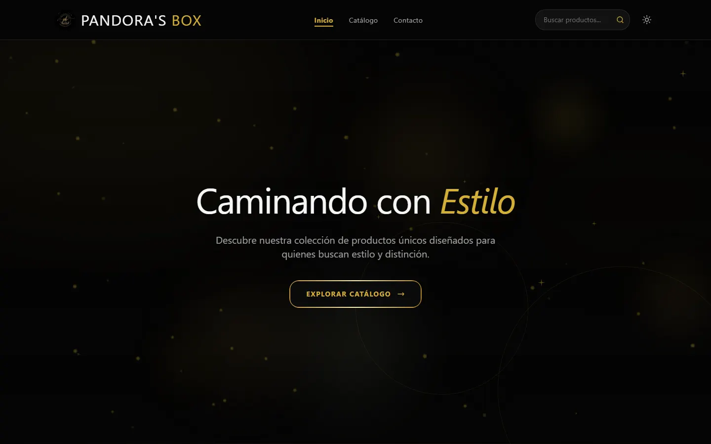 Inicio de Pandora's Box, tienda de calzado con catálogo y estilo oscuro